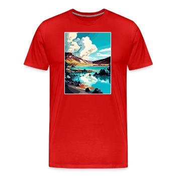 Blue Lagoon Islande Vintage voyage affiche Souvenir - T-shirt bio Premium Homme - rouge - Devant - Damien (186cm)