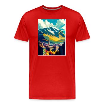 Grenoble France Vintage Voyage Affiche WPA Souvenir - T-shirt bio Premium Homme - rouge - Devant - Damien (186cm)