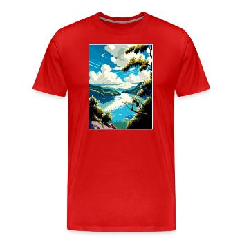 Danube River Europe Vintage voyage affiche Souvenir - T-shirt bio Premium Homme - rouge - Devant - Damien (186cm)