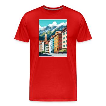 Innsbruck Österreich Vintage Reiseposter Souvenir - Männer Premium Bio T-Shirt - Rot - Vorne - Damien (186cm)