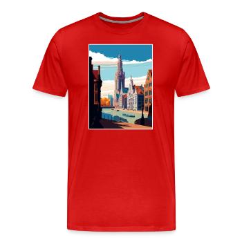 Anvers Belgique Vintage Travel Poster WPA Souvenir - T-shirt bio Premium Homme - rouge - Devant - Damien (186cm)