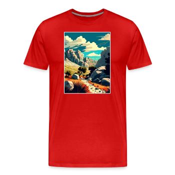 Velebit du Nord Croatie Affiche de voyage vintage WPA - T-shirt bio Premium Homme - rouge - Devant - Damien (186cm)