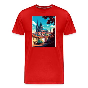 Brünn Tschechische Republik Vintage Reiseplakat Souvenir - Männer Premium Bio T-Shirt - Rot - Vorne - Damien (186cm)
