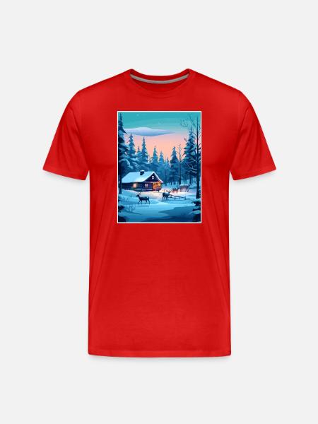 Lapland Finland Island Vintage matkailujuliste WPA - Miesten premium luomu-t-paita - punainen