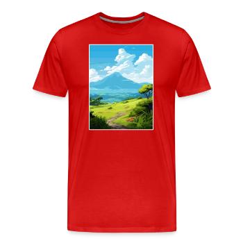 Parc national de la Réunion France affiche de voyage - T-shirt bio Premium Homme - rouge - Devant - Damien (186cm)