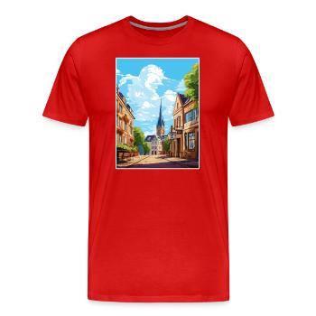 Mayence décoration Allemagne Vintage voyage affiche WPA - T-shirt bio Premium Homme - rouge - Devant - Damien (186cm)