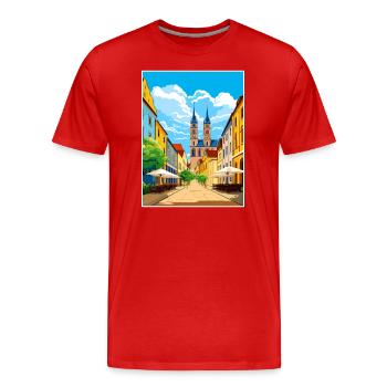 Magdebourg décoration Allemagne Vintage Travel Poster - T-shirt bio Premium Homme - rouge - Devant - Damien (186cm)
