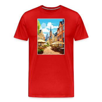 Mainz Decoration Germany Vintage Travel Poster WPA - Men's Premium Organic T-Shirt - red - Front - Damien (186cm)