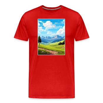 Parc National du Mercantour France Affiche de voyage - T-shirt bio Premium Homme - rouge - Devant - Damien (186cm)