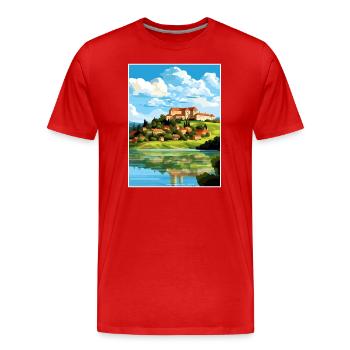 Ptuj-Schloss-Slowenien-Bleder-Reise-Plakat - Männer Premium Bio T-Shirt - Rot - Vorne - Damien (186cm)