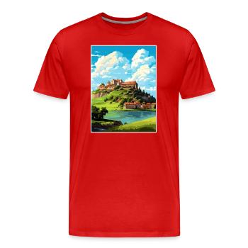 Château de Ptuj Slovénie Lac Bled Affiche de voyage - T-shirt bio Premium Homme - rouge - Devant - Damien (186cm)
