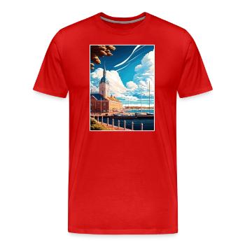 Jonköping Suède Vintage voyage affiche Souvenir - T-shirt bio Premium Homme - rouge - Devant - Damien (186cm)