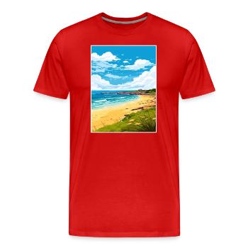 Porthgwidden Beach Cornwall Vintage Reiseposter - Männer Premium Bio T-Shirt - Rot - Vorne - Damien (186cm)