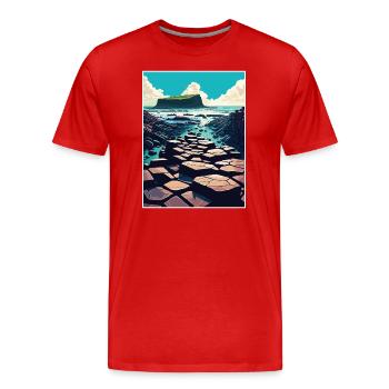 Géant S Causeway Irlande du Nord affiche de voyage - T-shirt bio Premium Homme - rouge - Devant - Damien (186cm)