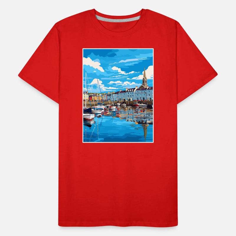Padstow Harbour Padstowwall Cornouailles affiche de voyage T-shirt bio Premium Homme