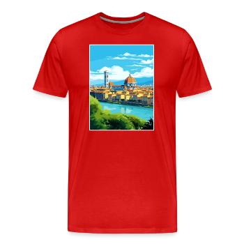 Florence Italie Décoration Vintage Voyage Affiche - T-shirt bio Premium Homme - rouge - Devant - Damien (186cm)