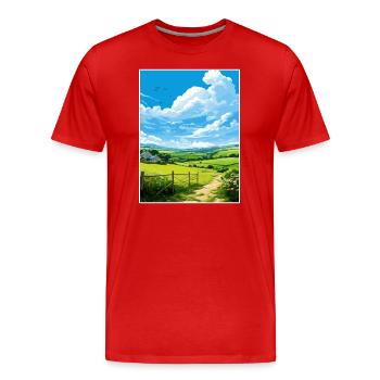 Pensrose Estate Cornwall Vintage Reiseposter WPA - Männer Premium Bio T-Shirt - Rot - Vorne - Damien (186cm)
