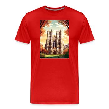 Westminster Abbey London Vintage Travel Poster WPA - Men's Premium Organic T-Shirt - red - Front - Damien (186cm)