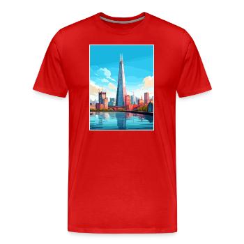The Shard London England Vintage Travel Poster WPA - Men's Premium Organic T-Shirt - red - Front - Damien (186cm)