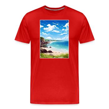 Trevaunance Cove Cornwall Vintage Reiseposter - Männer Premium Bio T-Shirt - Rot - Vorne - Damien (186cm)