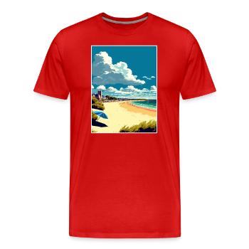 Bournemouth Angleterre plage Vintage affiche de voyage - T-shirt bio Premium Homme - rouge - Devant - Damien (186cm)
