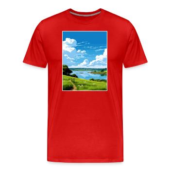 The Fal Estuary Cornwall Vintage Travel Poster WPA - Men's Premium Organic T-Shirt - red - Front - Damien (186cm)