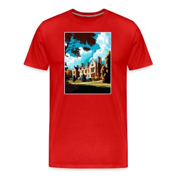 Anglesey Abbey Decoration Vintage Travel Poster - Men's Premium Organic T-Shirt - red - Front - Damien (186cm)