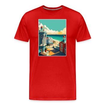 Brighton Pier Seascape Uk Vintage Reiseposter - Männer Premium Bio T-Shirt - Rot - Vorne - Damien (186cm)