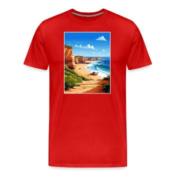Algarve Portugal Vintage Reiseposter Souvenir - Männer Premium Bio T-Shirt - Rot - Vorne - Damien (186cm)