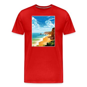Algarve Portugal Vintage Reiseposter Souvenir - Männer Premium Bio T-Shirt - Rot - Vorne - Damien (186cm)