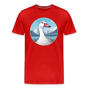 Goose Watercolor Cartoon Kawaii Pet Animal Colorfu - Men's Premium Organic T-Shirt - red - Front - Damien (186cm)