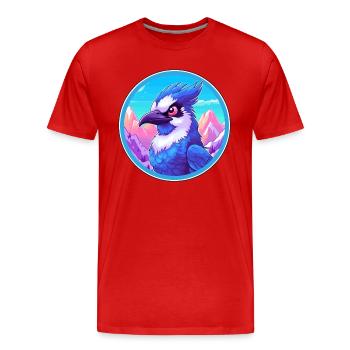 Geai bleu aquarelle dessin animé Kawaii animal de compagnie Animal Colo - T-shirt bio Premium Homme - rouge - Devant - Damien (186cm)
