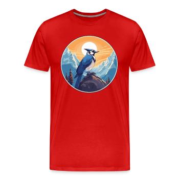 Geai bleu aquarelle dessin animé Kawaii animal de compagnie Animal Colo - T-shirt bio Premium Homme - rouge - Devant - Damien (186cm)