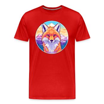 Fuchs Aquarell Karikatur Kawaii Haustier Tier Bunt - Männer Premium Bio T-Shirt - Rot - Vorne - Damien (186cm)