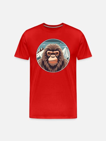 Bavian Akvarel Tegneserie Kawaii Pet Animal Colorf - Herre Premium T-shirt økologisk - rød