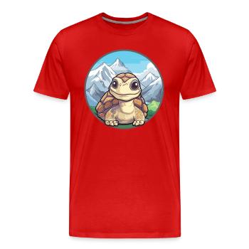Schildkröte Aquarell Karikatur Kawaii Haustier Tier Farbe - Männer Premium Bio T-Shirt - Rot - Vorne - Damien (186cm)
