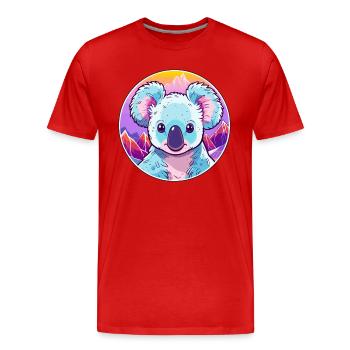 Koala Aquarell Karikatur Kawaii Haustier Tier Farbefu - Männer Premium Bio T-Shirt - Rot - Vorne - Damien (186cm)