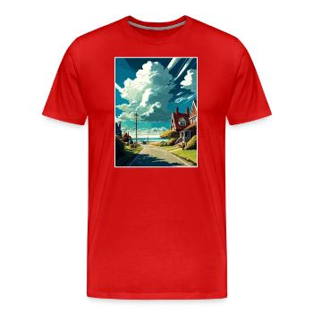 New Romney England Kent Vintage Reiseposter WPA - Männer Premium Bio T-Shirt - Rot - Vorne - Damien (186cm)
