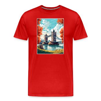 Tower Bridge Angleterre Vintage voyage affiche WPA Art - T-shirt bio Premium Homme - rouge - Devant - Damien (186cm)