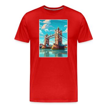 Tower Bridge Angleterre Vintage voyage affiche WPA Art - T-shirt bio Premium Homme - rouge - Devant - Damien (186cm)