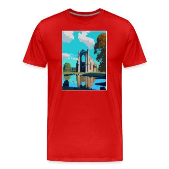 Bolton Abbey England Vintage Travel Poster WPA Art - Men's Premium Organic T-Shirt - red - Front - Damien (186cm)