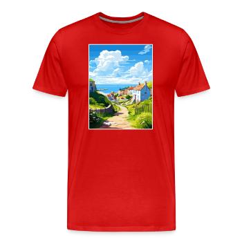 Porthoustock Cornwall Vintage Reiseposter WPA - Männer Premium Bio T-Shirt - Rot - Vorne - Damien (186cm)