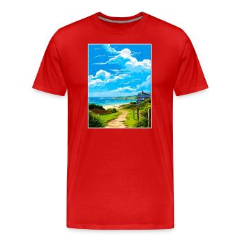 Polzeath Cornwall Vintage Reiseposter Souvenir - Männer Premium Bio T-Shirt - Rot - Vorne - Damien (186cm)