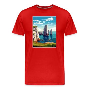 Beachy Head Sussex Vintage voyage affiche Souvenir - T-shirt bio Premium Homme - rouge - Devant - Damien (186cm)