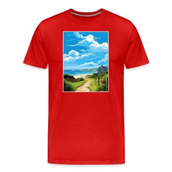Porthleven Cornwall Vintage Reiseposter Souvenir - Männer Premium Bio T-Shirt - Rot - Vorne - Damien (186cm)