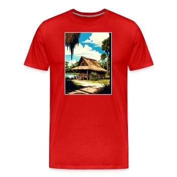 De Leon Springs State Park Florida Travel Poster - Men's Premium Organic T-Shirt - red - Front - Damien (186cm)