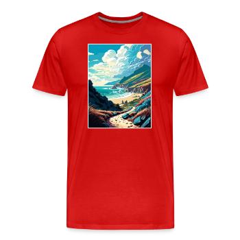 Lost Coast Trail Californie Long Beach Cali Voyage - T-shirt bio Premium Homme - rouge - Devant - Damien (186cm)