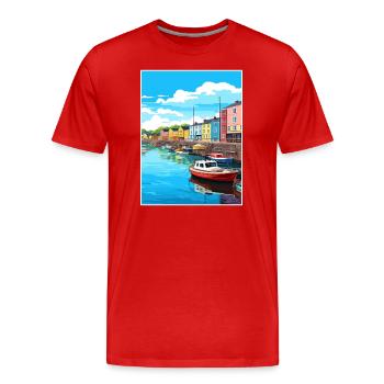 Plymouth Angleterre Vintage voyage affiche Souvenir - T-shirt bio Premium Homme - rouge - Devant - Damien (186cm)