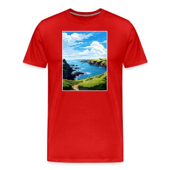 Mullion Cornwall Vintage Reiseposter Souvenir - Männer Premium Bio T-Shirt - Rot - Vorne - Damien (186cm)