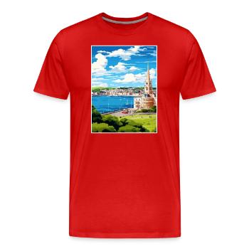 Plymouth Angleterre Vintage voyage affiche Souvenir - T-shirt bio Premium Homme - rouge - Devant - Damien (186cm)